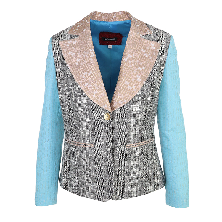 Cotton gray and blue jacket “Flora”