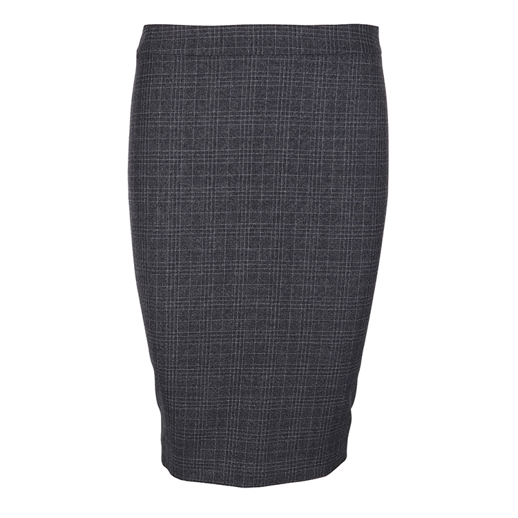 Wool gray plaid pencil skirt “Poppy”