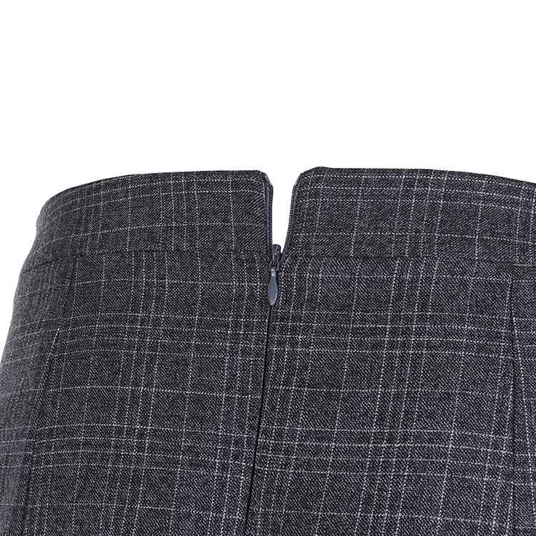 Wool gray plaid pencil skirt “Poppy”