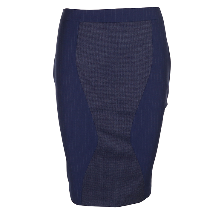 Wool blue pinstripe pencil skirt “Lily”